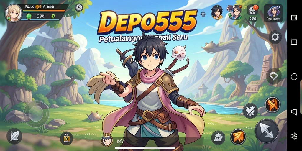 Gameplay seru DEPO555 dengan karakter anime ikonik.