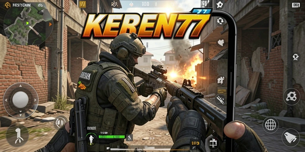Tangkapan layar menampilkan aksi seru dalam gameplay FPS KEREN77.