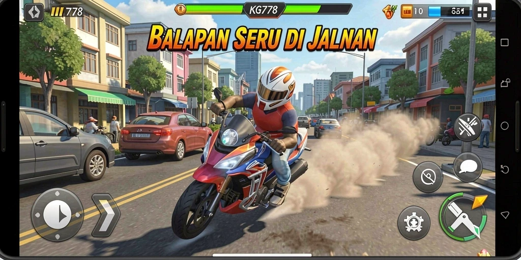 Screenshot gameplay KG778 dengan tampilan balapan yang intens.