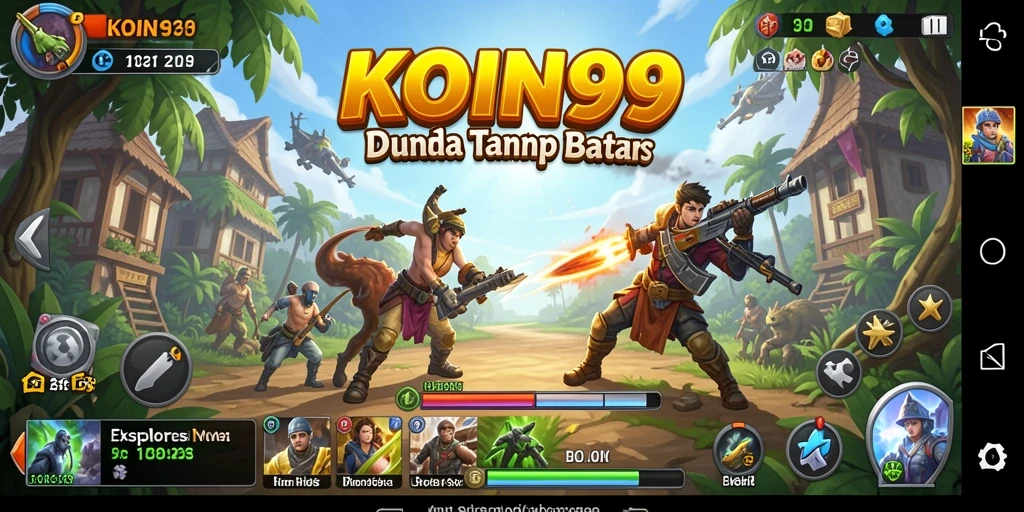 Tangkapan layar dari gameplay KOIN99 yang menampilkan dunia terbuka yang luas.