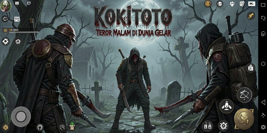Screenshot gameplay menakutkan dari KOKITOTO dengan suasana mencekam.