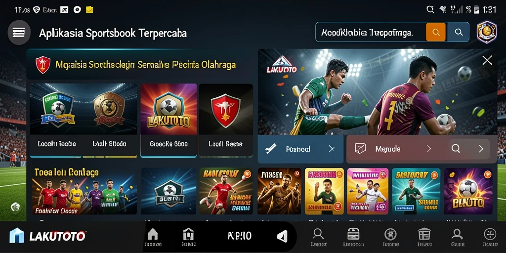 Tampilan gameplay taruhan olahraga di aplikasi LAKUTOTO.