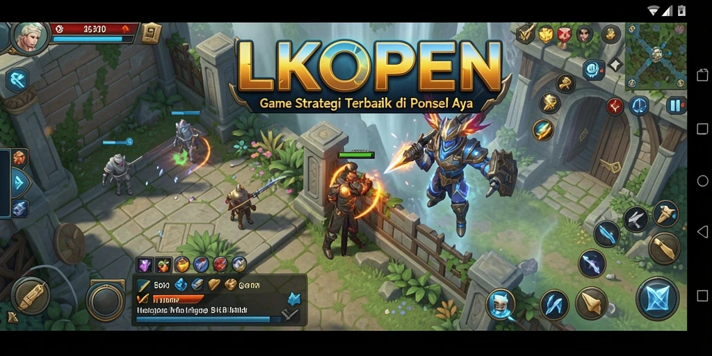 Screenshot menunjukkan aksi pertarungan strategis dalam LKOPEN.