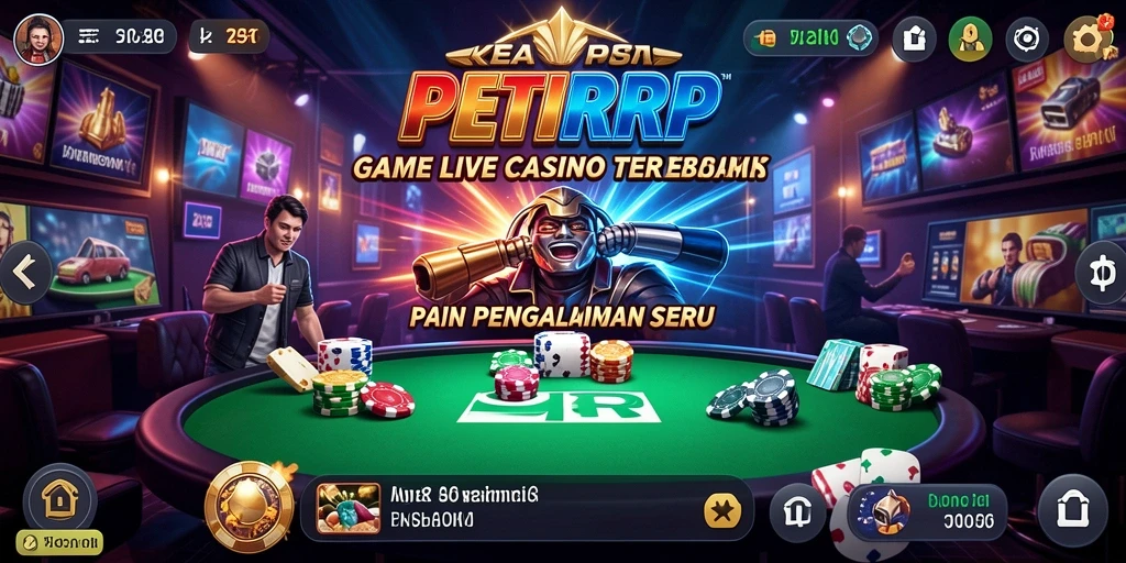 Tangkapan layar utama gameplay PETIRRP dengan dealer langsung dan pemain aktif.