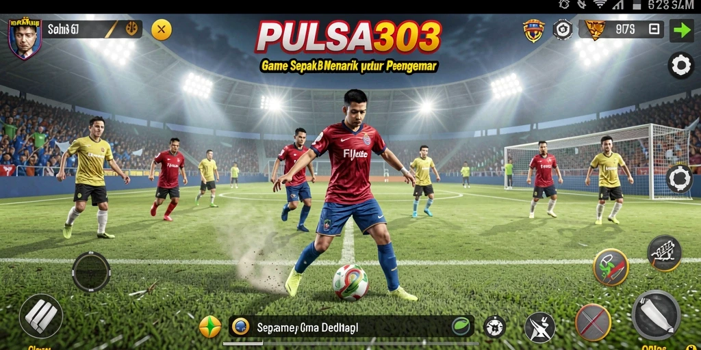 Tampilan gameplay yang mendebarkan di lapangan sepak bola.