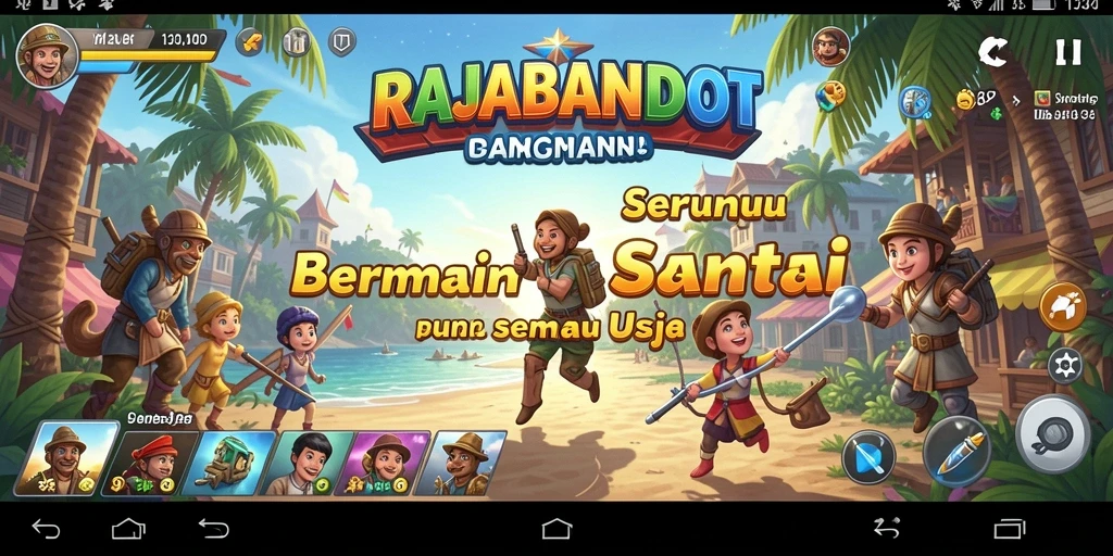 Tampilan seru gameplay RAJABANDOT dengan karakter yang menggemaskan.
