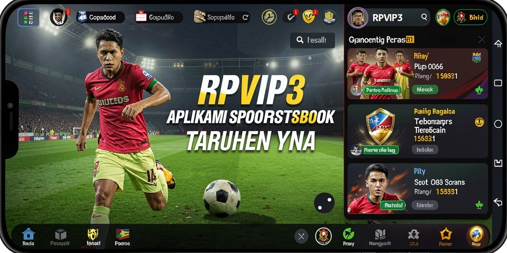 Screenshot utama menunjukkan tampilan taruhan pada aplikasi Sportsbook RPVIP3.