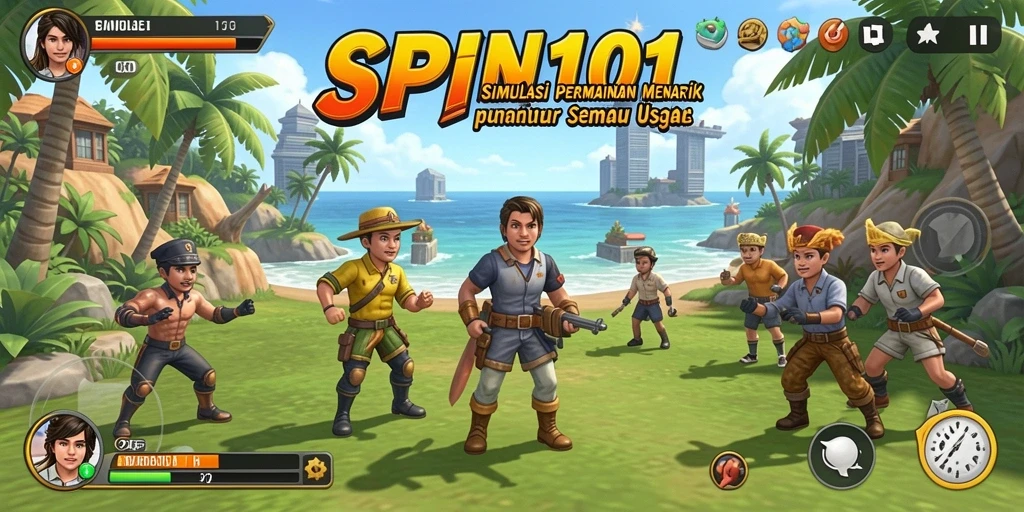 Tangkapan layar utama SPIN101 menampilkan gameplay simulasi yang menarik.