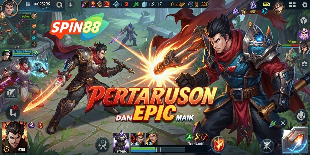 Tampilan gameplay mendebarkan dalam SPIN88 dengan karakter bertarung.