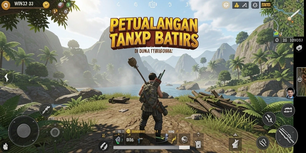 Screenshot gameplay WIN33 menunjukkan eksplorasi dunia terbuka yang luas dan imersif.